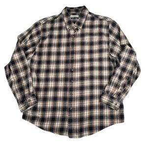 Magellan Outdoors Brown & Black Plaid Long Sleeve Button Up Flannel- Size L